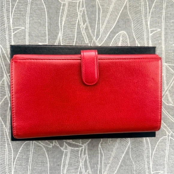 Red Leather Camellia Wallet